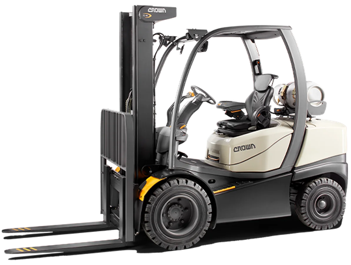Autoelevador Crown C-5 a combustión interna con rodado neumático y tanque de GLP