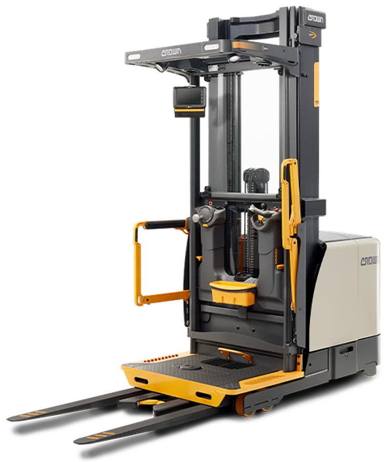 Recogepedidos Crown SP 1500 de gran altura con plataforma de operador